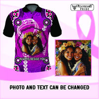 Custom Photo Cancer Awareness Polo Shirt Brave Strong Aboriginal With Polynesian Pattern