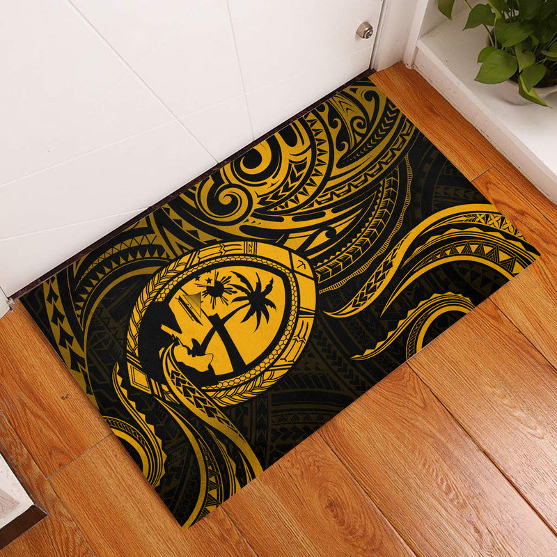 Polynesian Pride Guam With Polynesian Tribal Tattoo and Coat of Arms Door Mat Gold Version LT9 Gold - Polynesian Pride