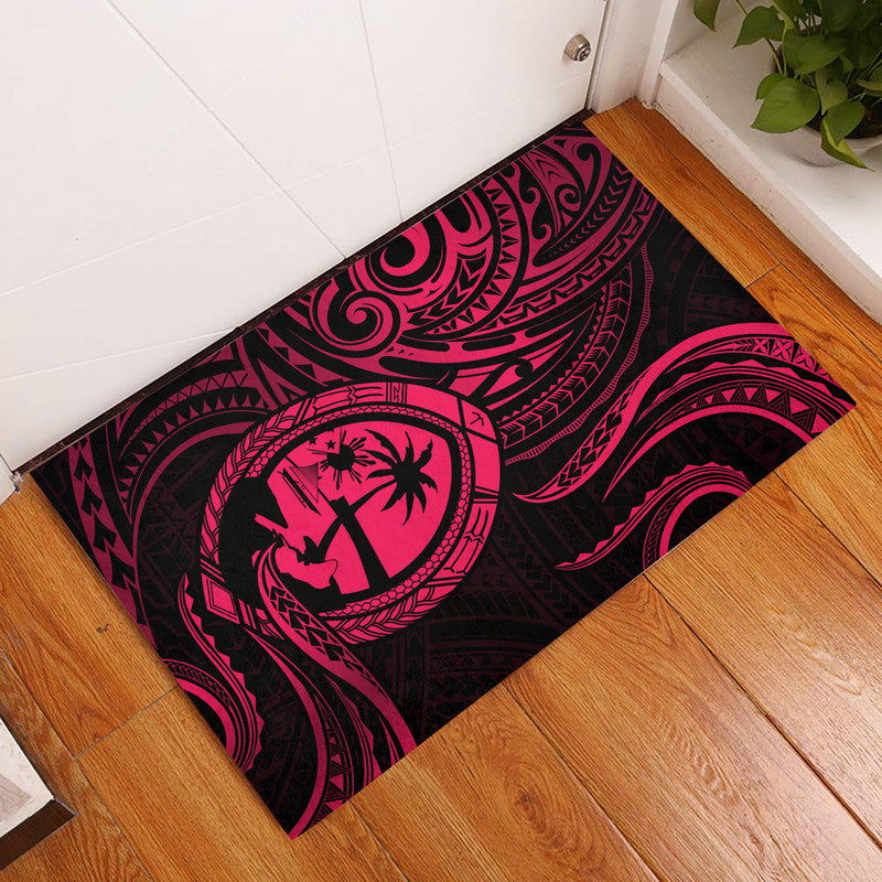 Polynesian Pride Guam With Polynesian Tribal Tattoo and Coat of Arms Door Mat Pink Version LT9 Pink - Polynesian Pride