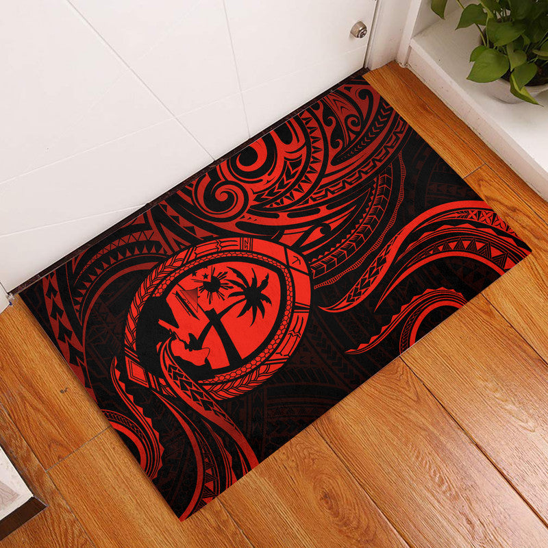 Polynesian Pride Guam With Polynesian Tribal Tattoo and Coat of Arms Door Mat Red Version LT9 Red - Polynesian Pride