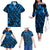 Polynesian Family Matching Outfits Hawaii Turtle Pineapple Blue Off Shoulder Long Sleeve Dress And Shirt Family Set Clothes - Polynesian Pride