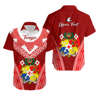 Personalised Tonga Heilala Flowers Matching Dress and Hawaiian Shirt Tongan Ngatu White LT14 No Dress Red - Polynesian Pride