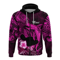 Hawaii Islands Hoodie Maui Map Hawaiian Shark With Tropical Flowers LT14 - Polynesian Pride