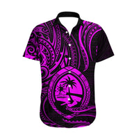 Polynesian Matching Dress and Hawaiian Shirt Guam Coat of Arms with Polynesian Tribal Tattoo Purple Version LT9 - Polynesian Pride