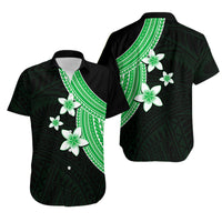 Polynesian Matching Dress and Hawaiian Shirt with Plumeria Flower Green LT6 - Polynesian Pride