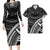 Hawaii Black And White Matching Outfit For Couples Polynesian Tribal Bodycon Dress And Hawaii Shirt - Polynesian Pride