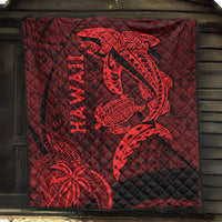 Hawaii Shark and Turtle Quilt With Red Kakau LT9 - Polynesian Pride