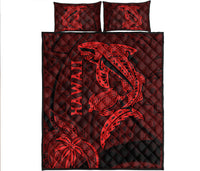 Hawaii Shark and Turtle Quilt With Red Kakau LT9 - Polynesian Pride