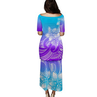 Polynesian Pride Plumeria Flowers Puletasi Dress Polynesian Tribal Gradient Purple LT9 - Polynesian Pride