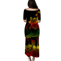 Polynesian Pride Plumeria Flowers Puletasi Dress Polynesian Tribal Reggae Vibe LT9 - Polynesian Pride