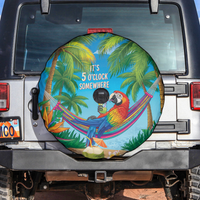 Hawaii Parrots Cocktail Summer Beach Vibe – Spare Tire Cover – LT9 Blue - Polynesian Pride