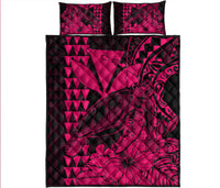 Hawaii Sea Turtle Quilt Bed Set Polynesia Kakau with Kanaka Maoli Pink LT9 Pink - Polynesian Pride