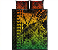 Hawaii Sea Turtle Quilt Bed Set Polynesia Kakau with Kanaka Maoli Reggae LT9 Reggae - Polynesian Pride