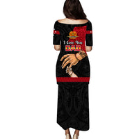 Polynesian Pride Father Day Papua New Guinea Puletasi Dress PNG I Love You Dad Black Version LT14 - Polynesian Pride