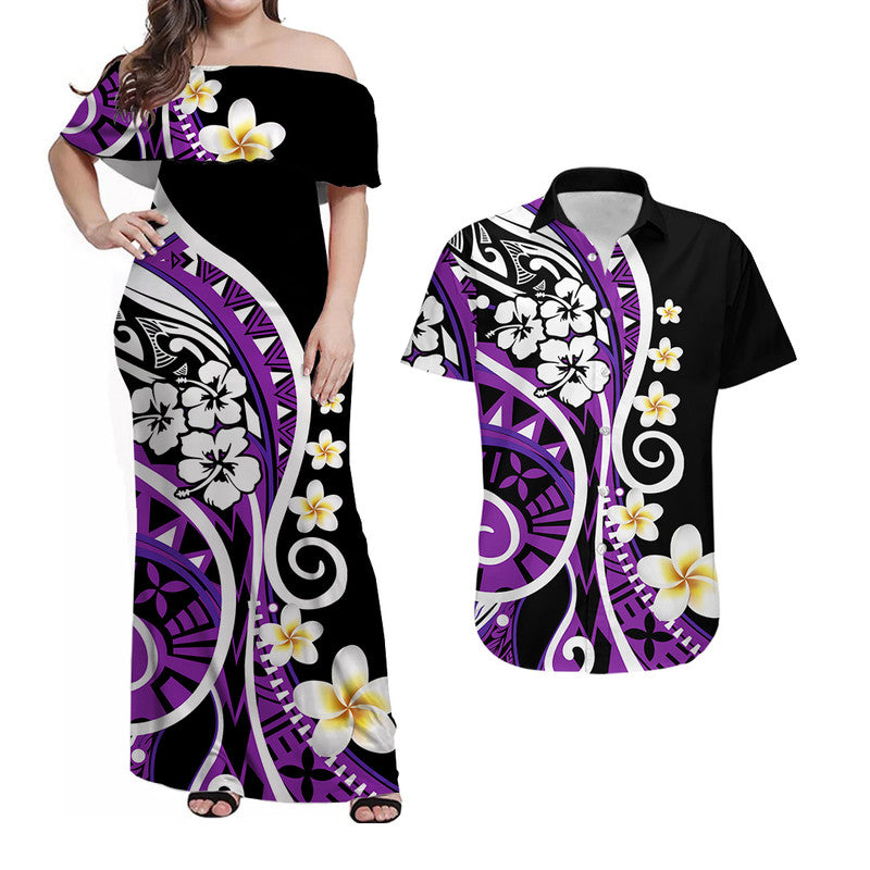 Plumeria Polynesian Matching Dress and Hawaiian Shirt Trending Purple LT6 Purple - Polynesian Pride