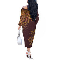 Hawaii Summer Couples Matching Outfits Combo Long Sleeve Dress Mix Polynesian Brown LT6 - Polynesian Pride