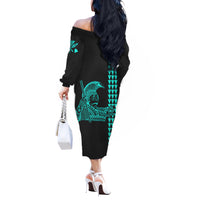 Hawaii Couples Matching Outfits Combo Long Sleeve Dress Kamehameha Day - Green LT6 - Polynesian Pride