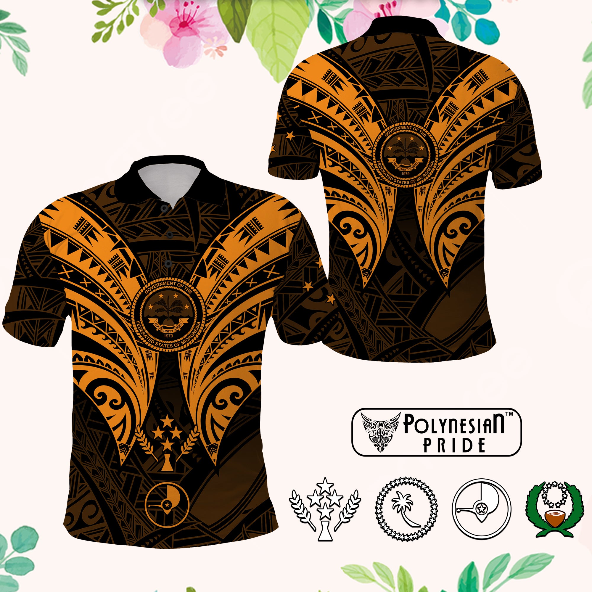 Custom Federated States of Micronesia Polo Shirt Vintage Polynesian Tribal with Micronesia Seal CTM09 - Polynesian Pride