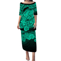 Polyneisian Pride Happy Father Day Puletasi Dress I Love You Dad - Polynesian Tribal Green LT9 Long Dress Green - Polynesian Pride
