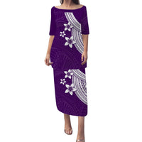 Polynesian Puletasi Dress With Plumeria Flower Purple LT6 Long Dress Purple - Polynesian Pride