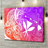 Polynesian Tribal Plumeria and Hawaii Kanaka Maoli Canvas Wall Art Purple Gradient Version LT9 - Polynesian Pride