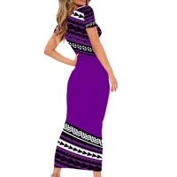 Polynesian Couples Matching Outfits Combo Bodycon Dress And Hawaii Shirt Simple Purple No.2 LT6 - Polynesian Pride