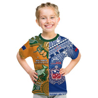 (Custom Personalised) Australia Wallabies And Toa Samoa Rugby T Shirt KID Aboriginal Mix Polynesian LT14 Youth XL Size14 - Polynesian Pride