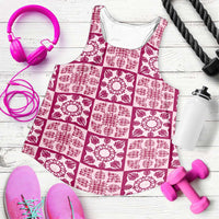 Akala Palaka Quilt Hawaii Women Racerback Tank Hawaiian Tropical Monstera Sea Turtle