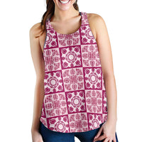 Akala Palaka Quilt Hawaii Women Racerback Tank Hawaiian Tropical Monstera Sea Turtle