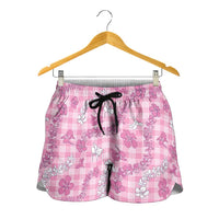 Alaka Aloha Hawaii Shorts for Women Plumeria Lei With Palaka Motif - Polynesian Pride
