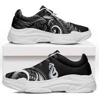 All Black New Zealand Chunky Sneakers Aotearoa Silver Fern With Manaia Maori Unique