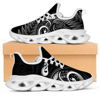 All Black New Zealand Clunky Sneakers Aotearoa Silver Fern With Manaia Maori Unique LT14 Black - Polynesian Pride