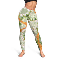 Aloha Festive Hawaii Leggings Mokihana - Maile Leis in Muted Summer - Polynesian Pride