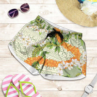 Aloha Festive Hawaii Shorts for Women Mokihana - Maile Leis in Muted Summer - Polynesian Pride
