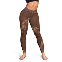 Aloha Hawaii Floral Tapa Leggings Patchwork Mocha - Polynesian Pride