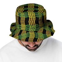 Aloha Hawaii Ilima Maile Lei Bucket Hat Palaka Inspired Hawaiian-plaid Black