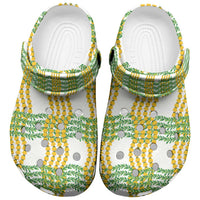 Aloha Hawaii Ilima Maile Lei Clogs Shoes Palaka Inspired Hawaiian-plaid White