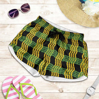 Aloha Hawaii Ilima Maile Lei Shorts for Women Palaka Inspired Hawaiian-plaid Black