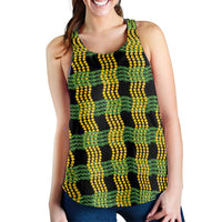 Aloha Hawaii Ilima Maile Lei Women Racerback Tank Palaka Inspired Hawaiian-plaid Black