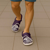 Aloha Hawaii Kalo Pikake Lei Clogs Shoes Chest Tattoo Purple Hawaiian Pattern