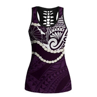 Aloha Hawaii Kalo Pikake Lei Hollow Tank Top Chest Tattoo Purple Hawaiian Pattern LT14 Female Purple - Polynesian Pride