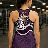 Aloha Hawaii Kalo Pikake Lei Hollow Tank Top Chest Tattoo Purple Hawaiian Pattern LT14 - Polynesian Pride