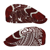 Aloha Hawaii Kalo Pikake Lei Jeff Hat Chest Tattoo Oxblood Hawaiian Pattern