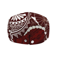 Aloha Hawaii Kalo Pikake Lei Jeff Hat Chest Tattoo Oxblood Hawaiian Pattern