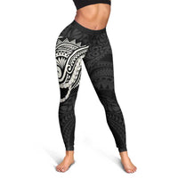 Aloha Hawaii Kalo Pikake Lei Leggings Chest Tattoo Black Hawaiian Pattern