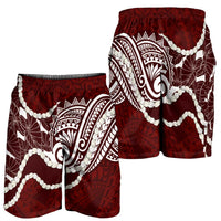 Aloha Hawaii Kalo Pikake Lei Shorts for Men Chest Tattoo Oxblood Hawaiian Pattern