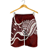 Aloha Hawaii Kalo Pikake Lei Shorts for Men Chest Tattoo Oxblood Hawaiian Pattern