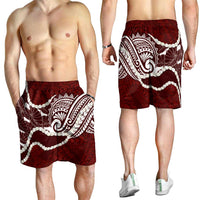 Aloha Hawaii Kalo Pikake Lei Shorts for Men Chest Tattoo Oxblood Hawaiian Pattern