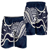 Aloha Hawaii Kalo Pikake Lei Shorts for Men Chest Tattoo Oxford Blue Hawaiian Pattern
