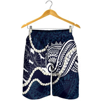 Aloha Hawaii Kalo Pikake Lei Shorts for Men Chest Tattoo Oxford Blue Hawaiian Pattern
